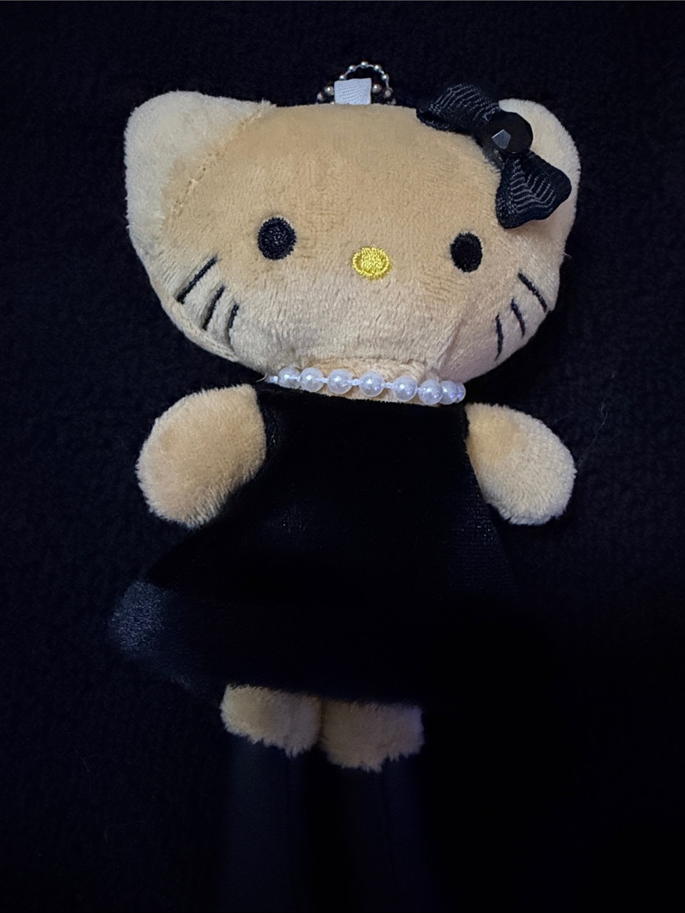 HK Keychain with Pearl Necklace and Black Dress